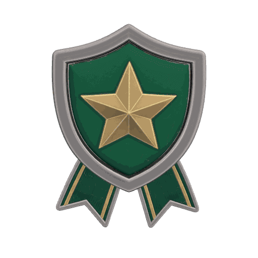 A star shield with ribbons